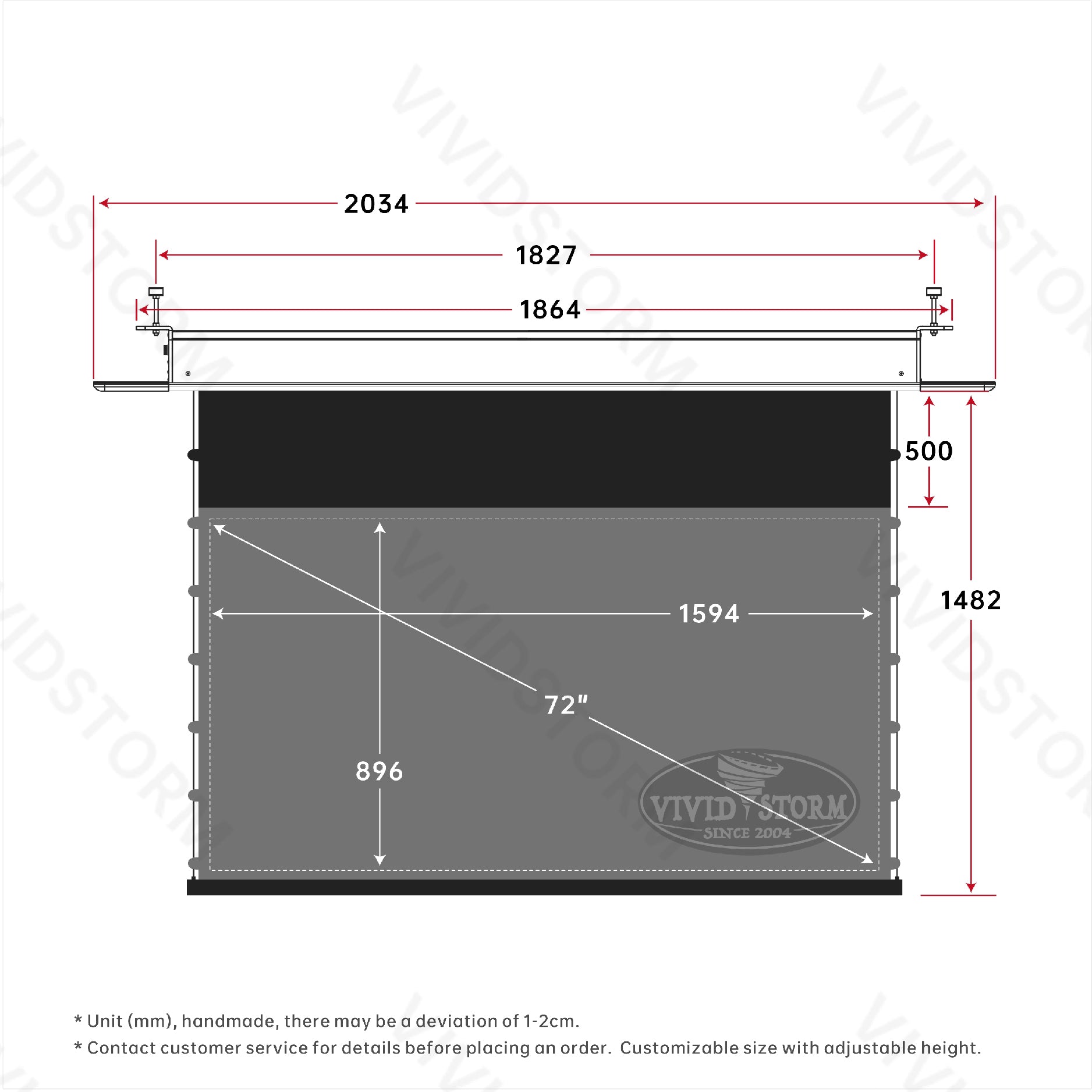 VIVIDSTORM PHANTOM Recessed In-Ceiling Motorized Tension UST ALR Projector screen