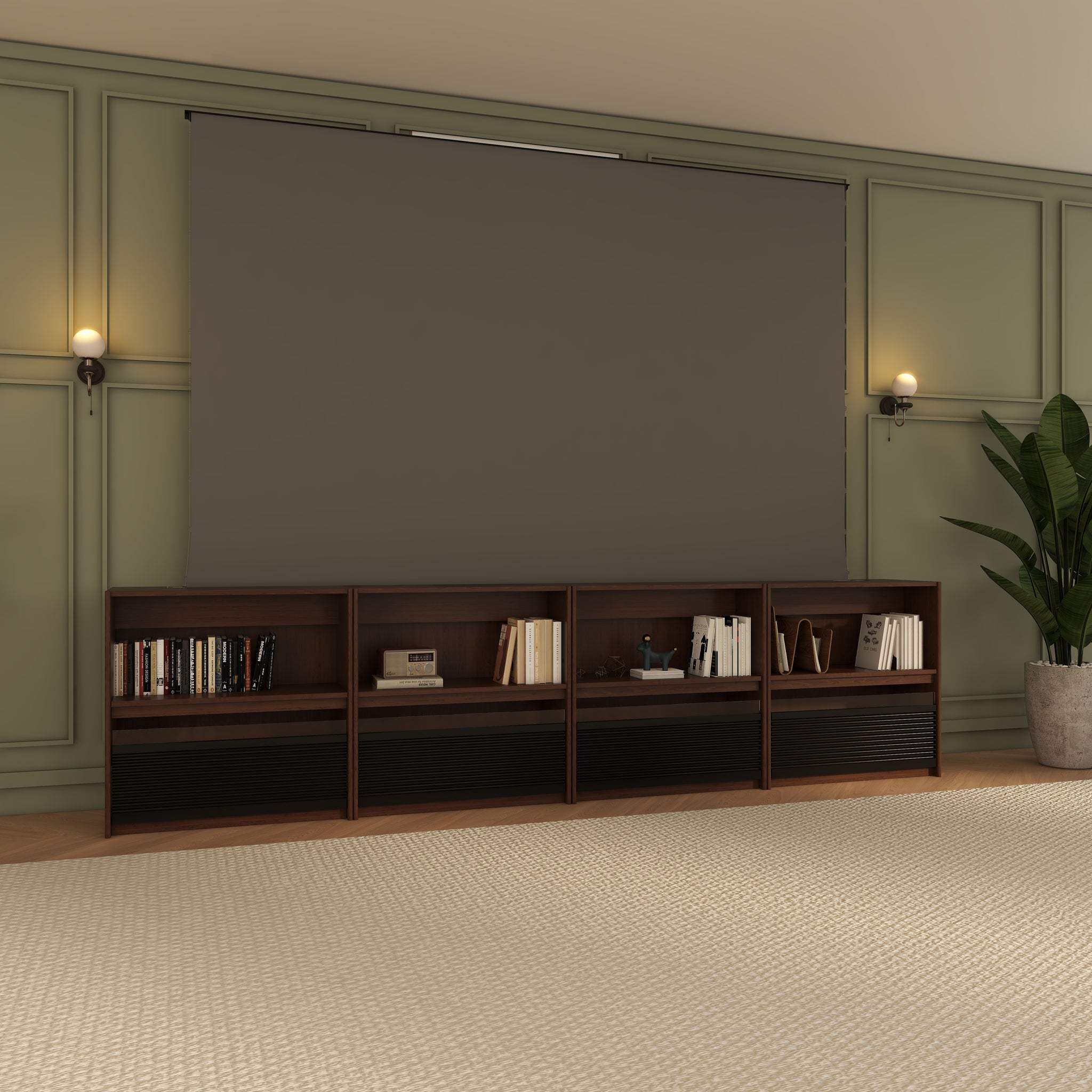 VIVIDSTORM Nexus Motorized Projector Screen Integrated Shelving Unit