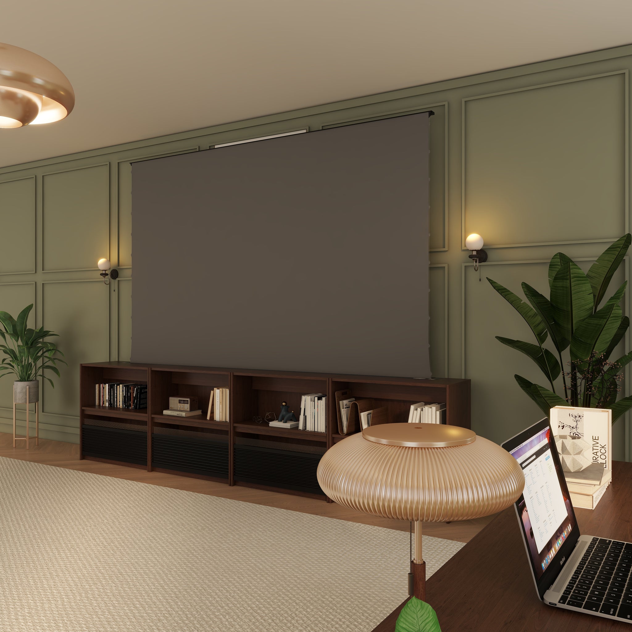 VIVIDSTORM Nexus Motorized Projector Screen Integrated Shelving Unit