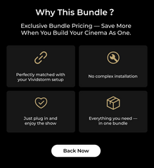 VIVIDSTORM x ULTIMEA | 120inch Barcelona Mark III Motorized Cabinet, Screen, Projector & Sound System Bundle