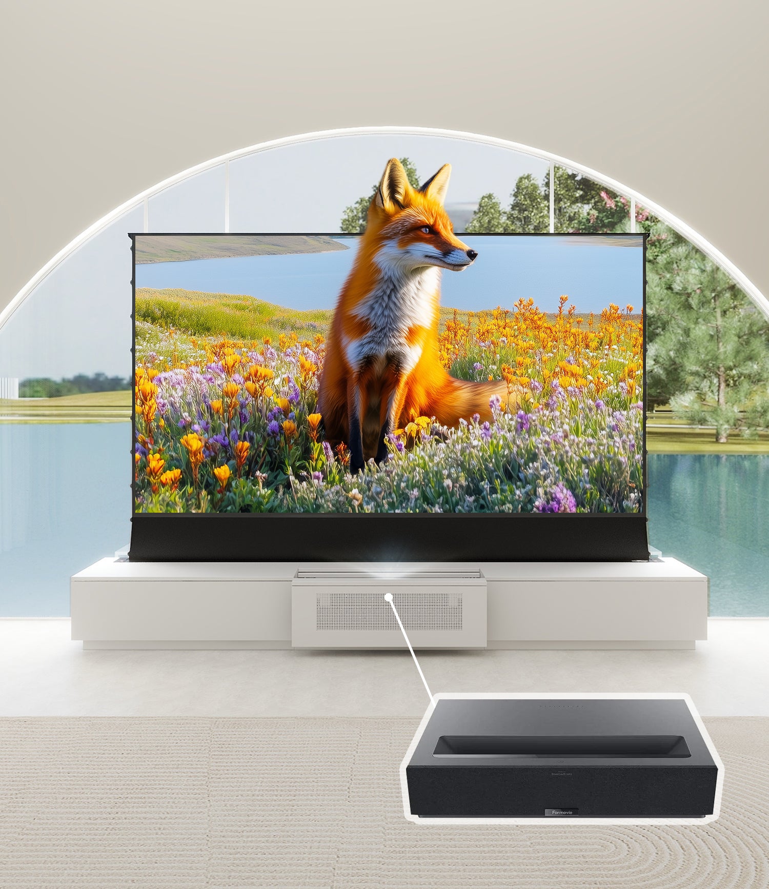 VIVIDSTORM Bundle-Projector&Screen&2025 New VIVIDSTORM Motorised Laser TV Cabinet Barcelona Mark III