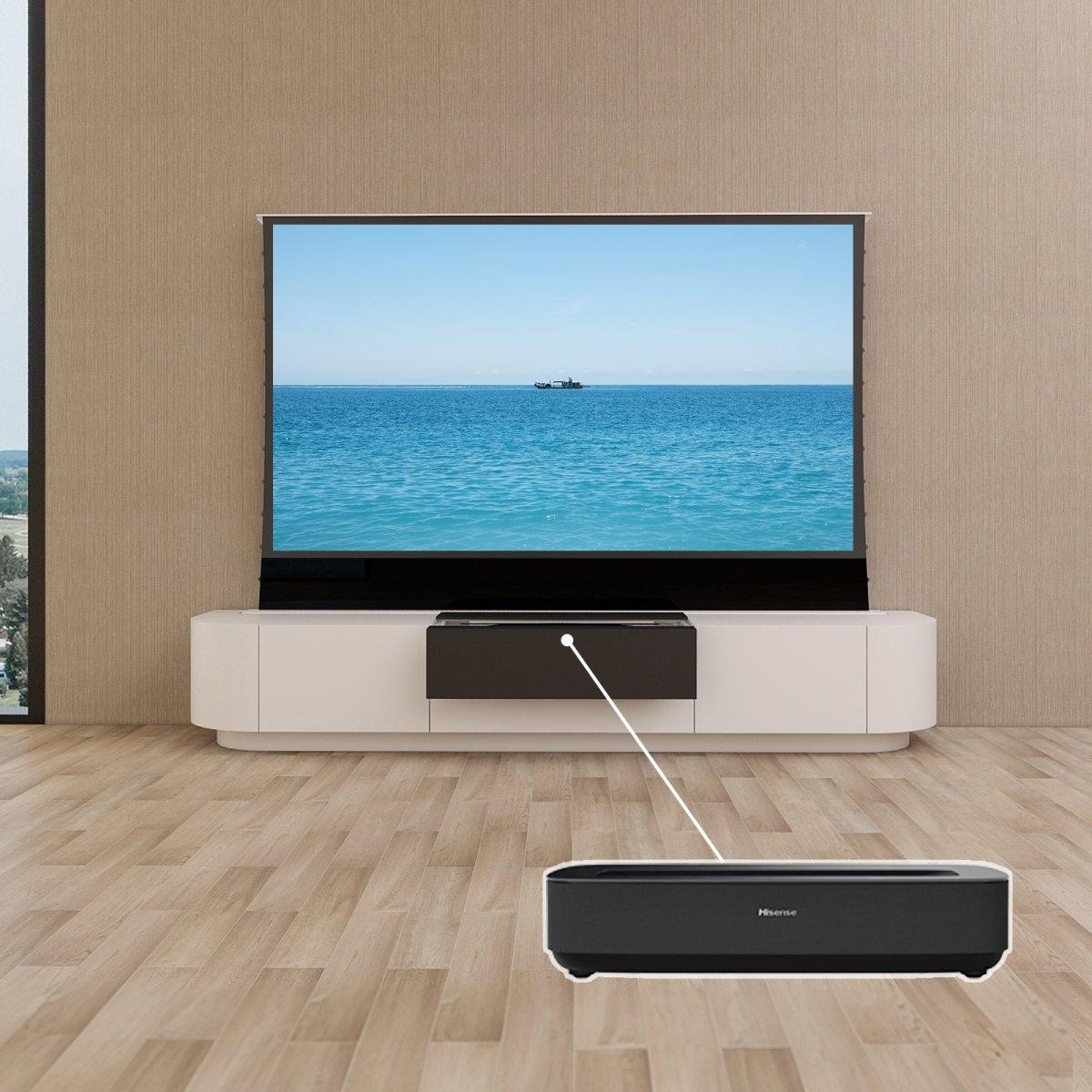 VIVIDSTORM Bundle-Projector&Screen&Motorised Laser TV Cabinet Florence - VIVIDSTORM