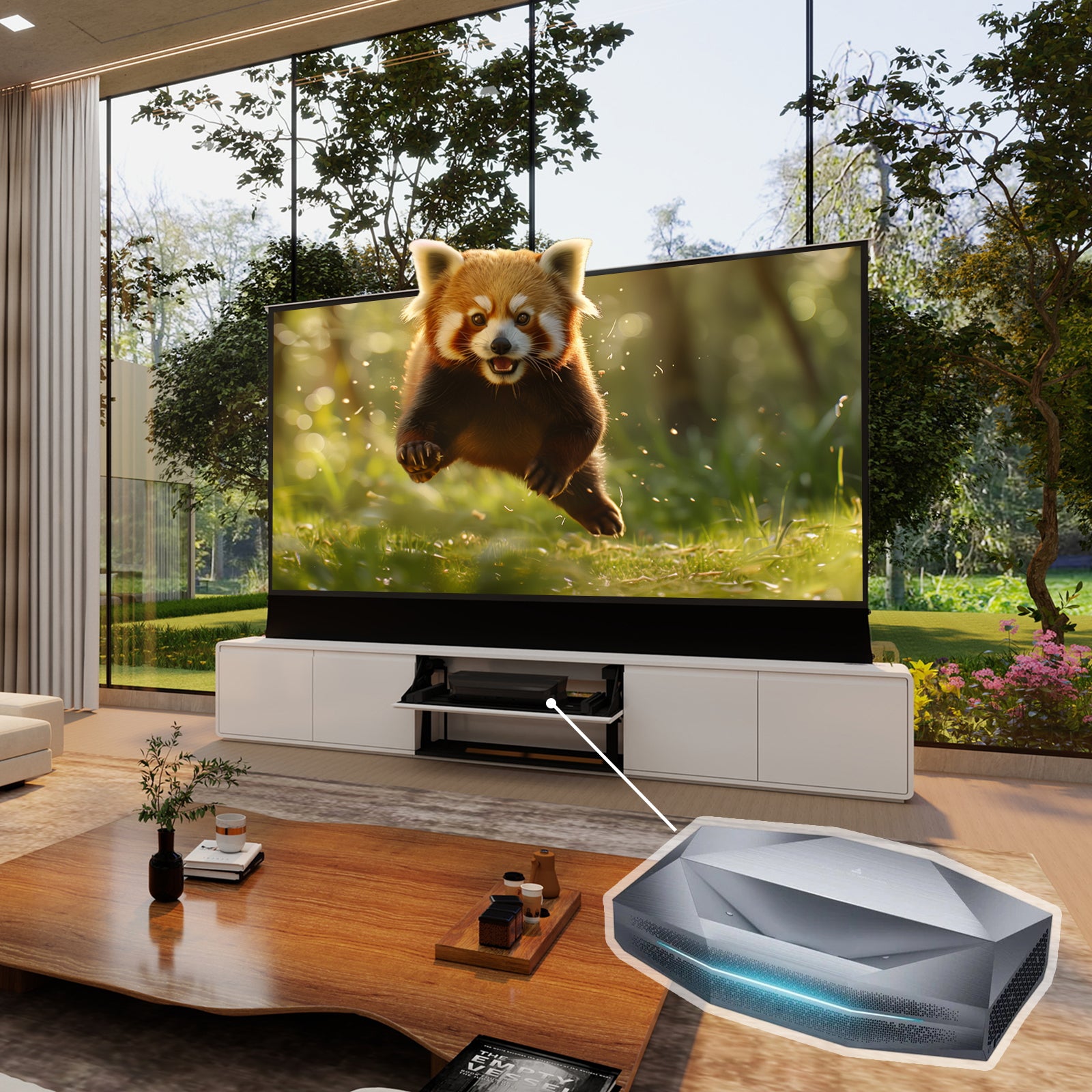 VIVIDSTORM Bundle-Projector&Screen&2025 New VIVIDSTORM Motorised Laser TV Cabinet Vienna