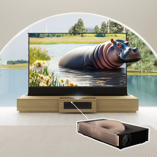 VIVIDSTORM Bundle-Projector&Screen&2025 New VIVIDSTORM Motorised Laser TV Cabinet Barcelona Mark III