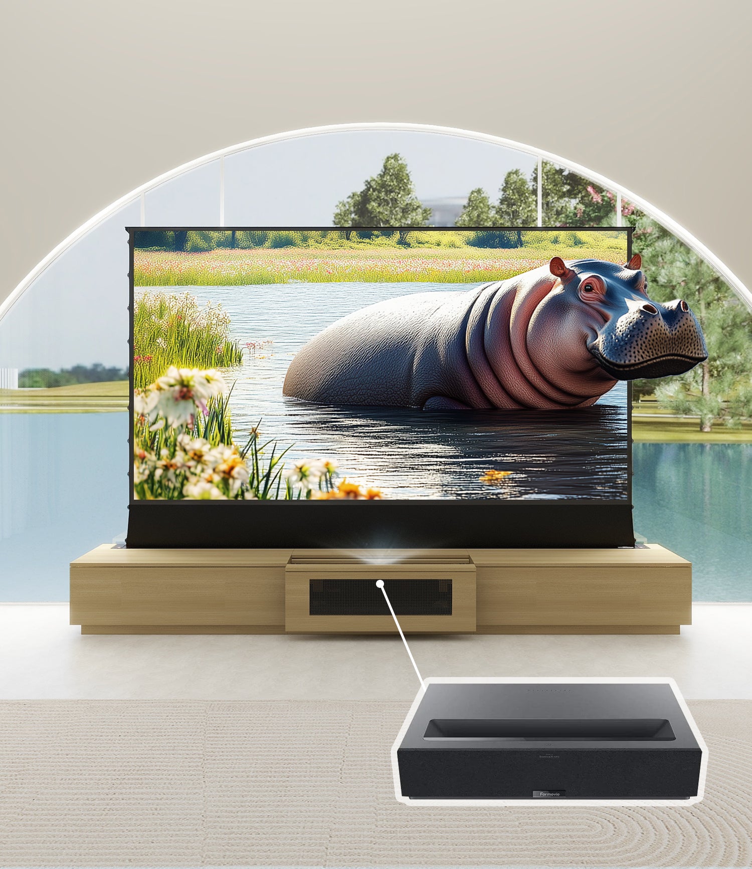 VIVIDSTORM Bundle-Projector&Screen&2025 New VIVIDSTORM Motorised Laser TV Cabinet Barcelona Mark III