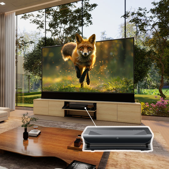 VIVIDSTORM Bundle Projector&Screen&VIVIDSTORM Motorised Laser TV Cabinet Vienna