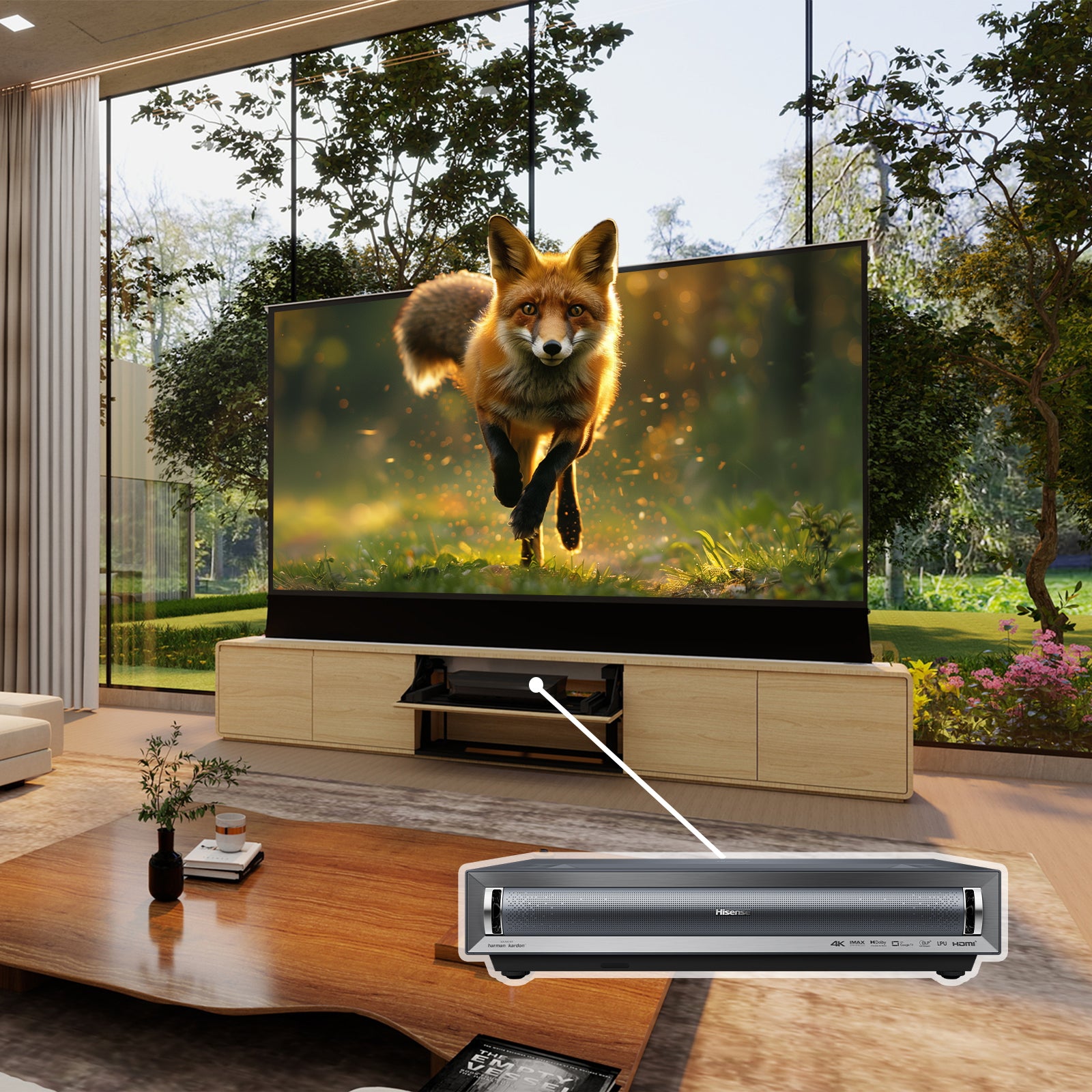 VIVIDSTORM Bundle-Projector&Screen&2025 New VIVIDSTORM Motorised Laser TV Cabinet Vienna