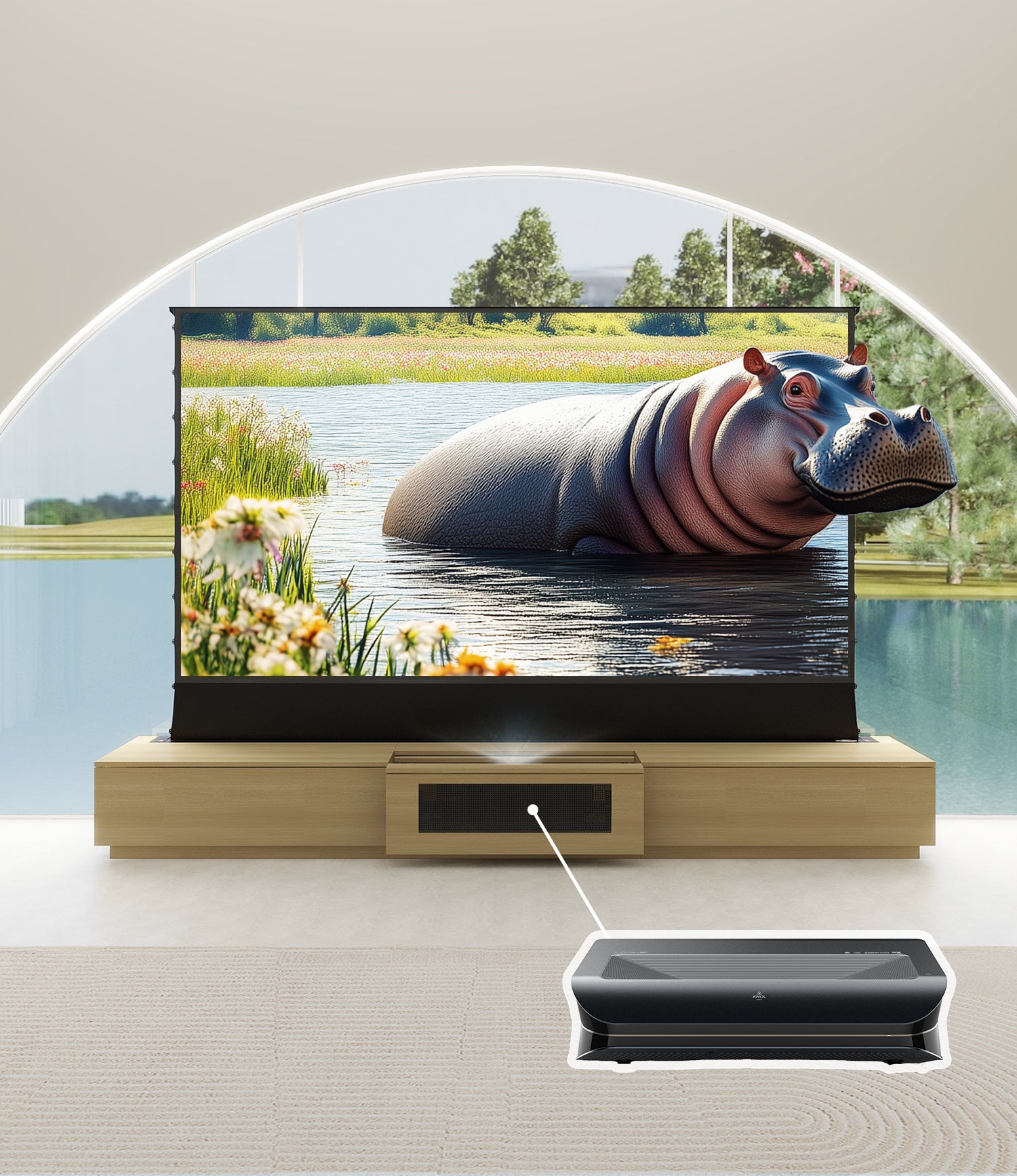 VIVIDSTORM Bundle-Projector&Screen&2025 New VIVIDSTORM Motorised Laser TV Cabinet Barcelona Mark III