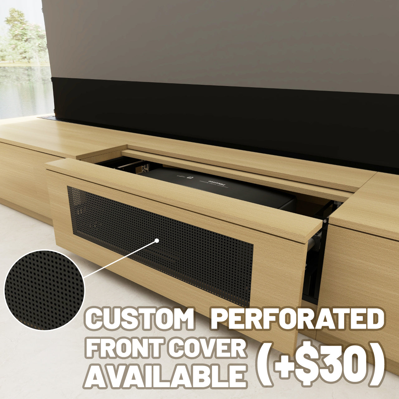 VIVIDSTORM Bundle-Projector&Screen&2025 New VIVIDSTORM Motorised Laser TV Cabinet Barcelona Mark III