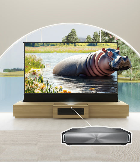 VIVIDSTORM Bundle Projector&Screen&VIVIDSTORM Motorised Laser TV Cabinet Barcelona Mark III
