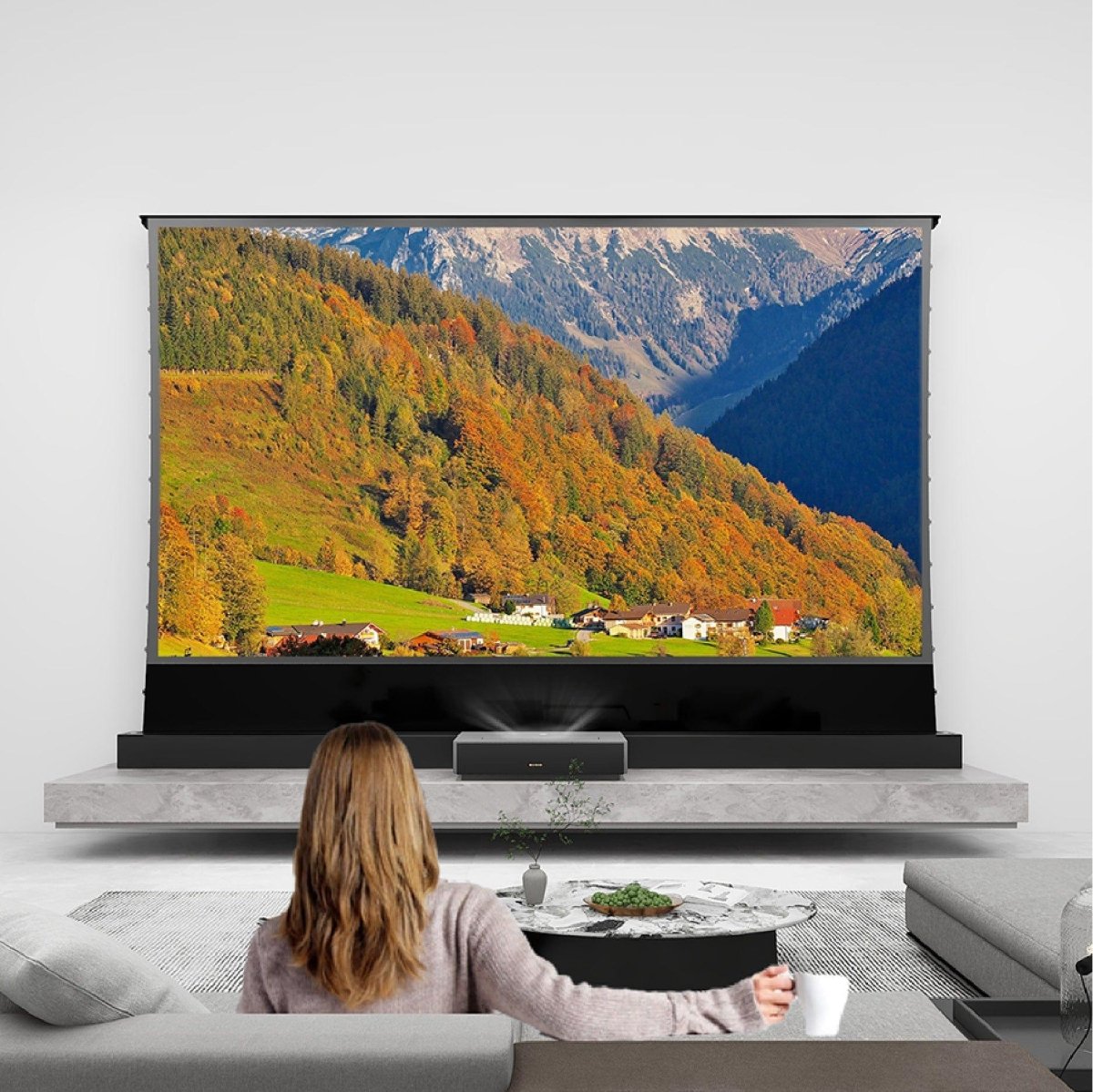 Bundle Formovie 4K Max ultra short throw laser projector and S PRO Electric Tension Floor Screen UST Ambient Light Rejecting Material - VIVIDSTORM