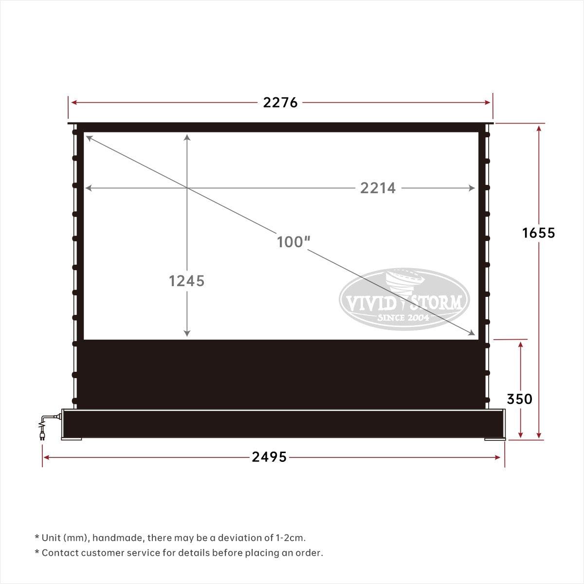 VIVIDSTORM S White Cinema Motorized Tension Floor Rising Projector screen - VIVIDSTORM