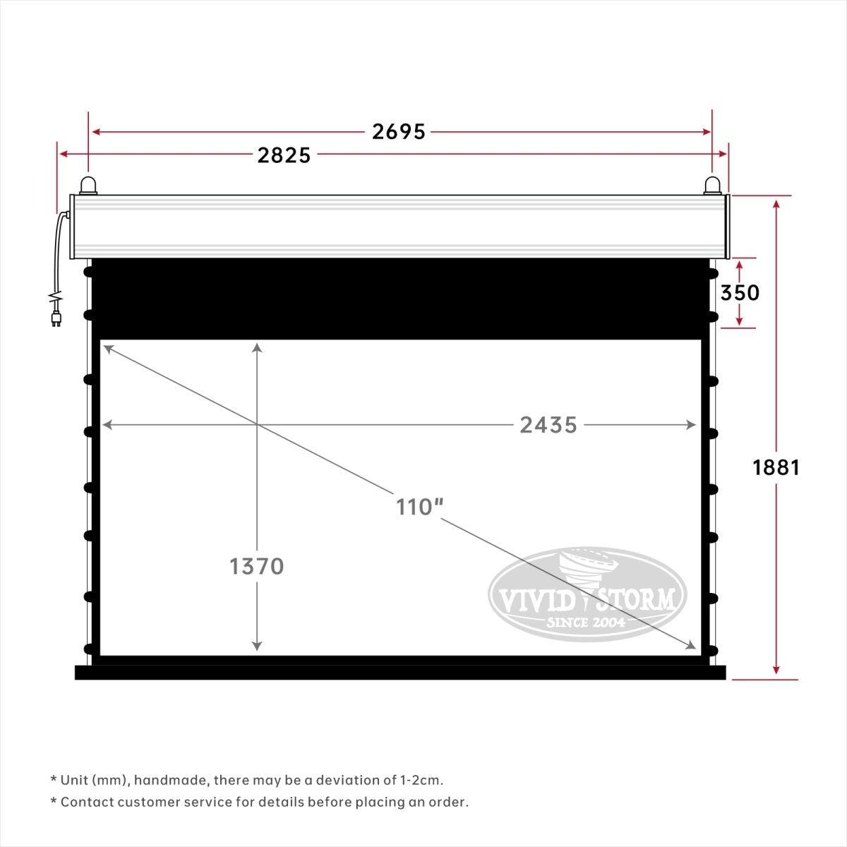 VIVIDSTORM White Cinema Perforated Slimline Motorized Tension Projector screen - VIVIDSTORM