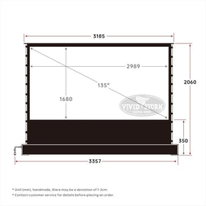 VIVIDSTORM Pearl White Cinema Plus Motorized Tension Floor Rising Projector screen - VIVIDSTORM