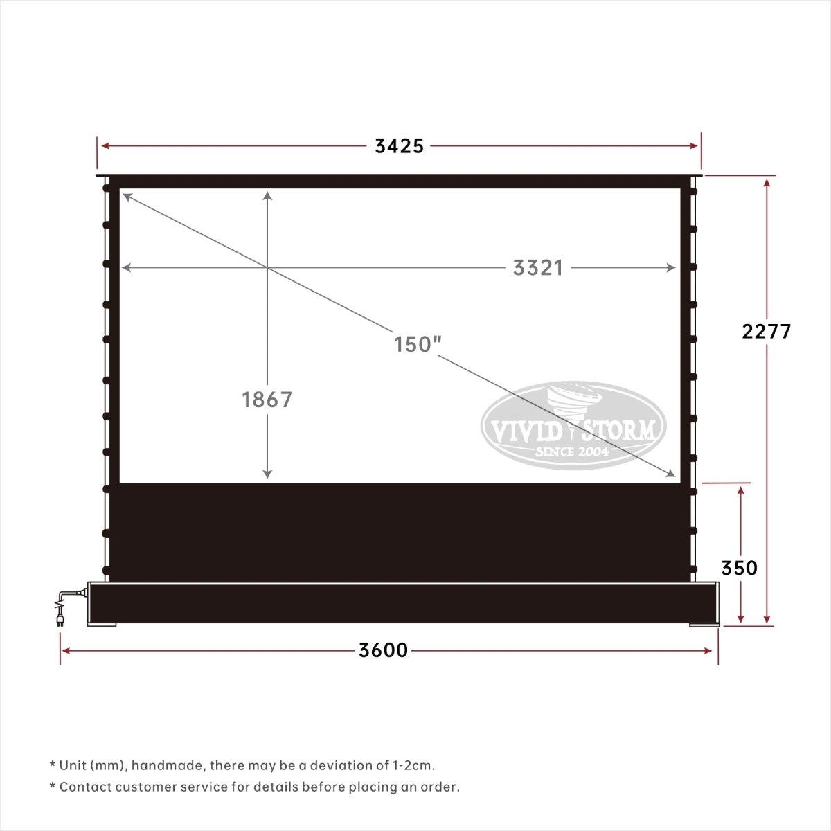 VIVIDSTORM S White Cinema Motorized Tension Floor Rising Projector screen - VIVIDSTORM