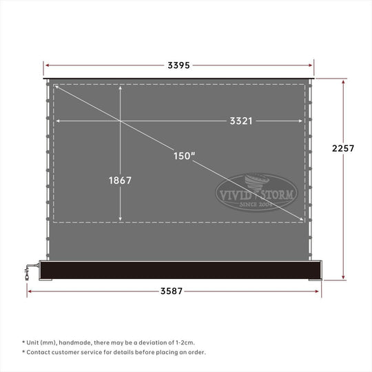 VIVIDSTORM S 3D ALR Motorized Tension Floor Rising 3D Obsidian Long Throw ALR(high gain) Projector screen - VIVIDSTORM