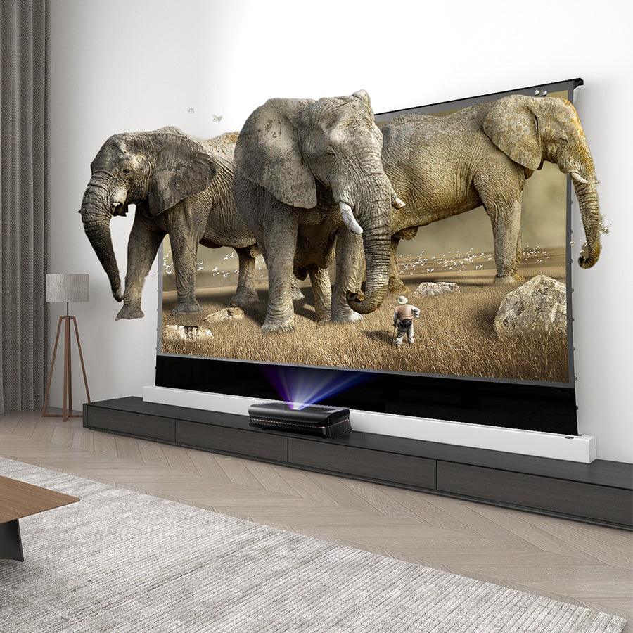 AWOL VISION LTV-3500 4K Triple Ultra Short Throw Laser Projector and S PRO Electric Tension Floor Screen UST Ambient Light Rejecting Material??a set?? - VIVIDSTORM