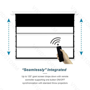 VIVIDSTORM PHANTOM Recessed In-Ceiling Motorized Tension White Cinema Projector screen - VIVIDSTORM