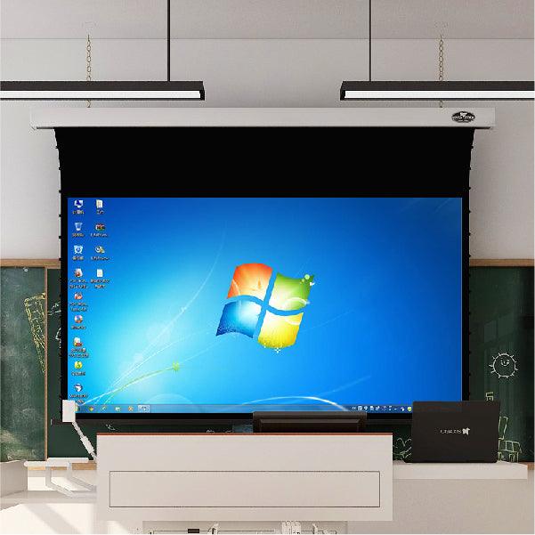 VIVIDSTORM White Cinema Perforated Slimline Motorized Tension Projector screen - VIVIDSTORM