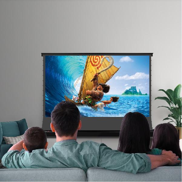 VIVIDSTORM S ALR P Motorized Tension Floor Rising Obsidian Long Throw ALR Perforated Projector screen - VIVIDSTORM