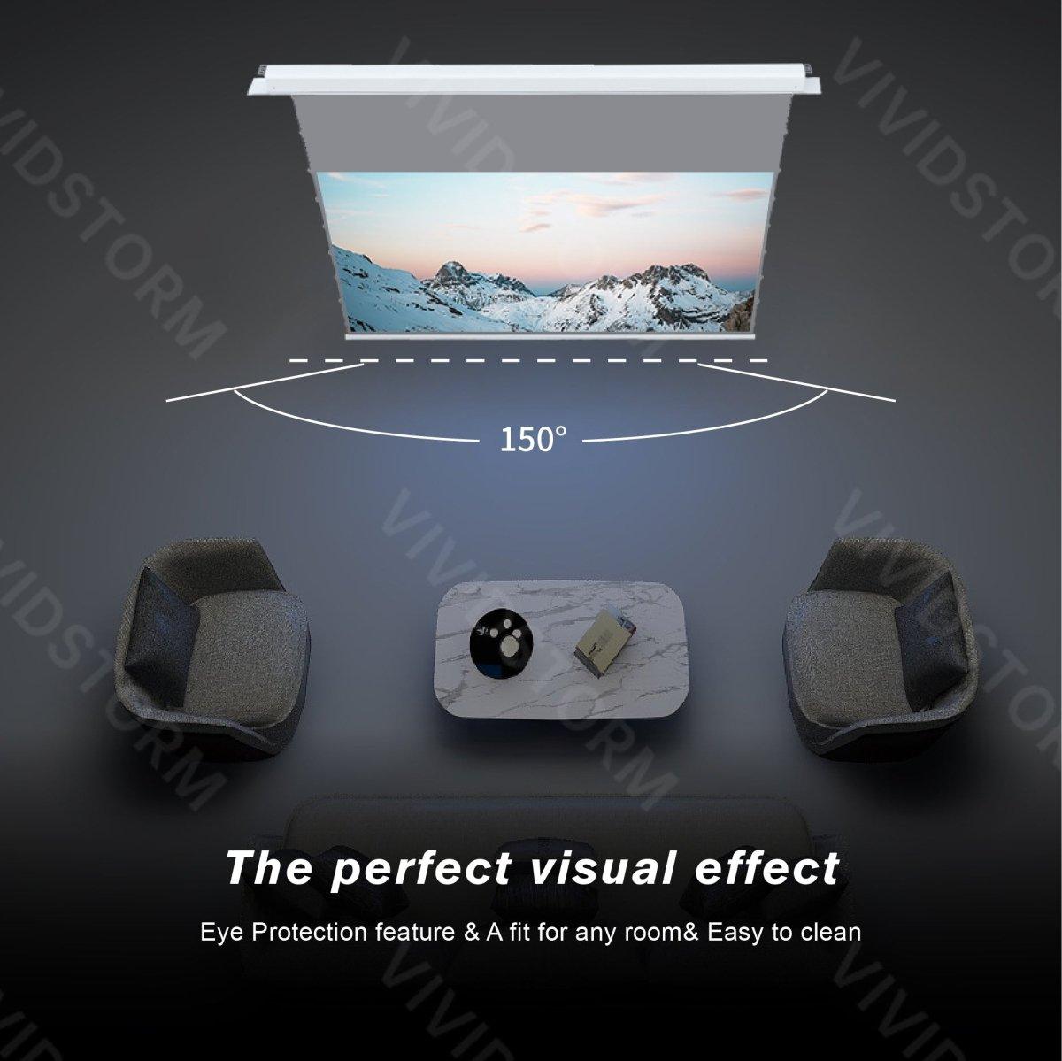 VIVIDSTORM PHANTOM Recessed In-Ceiling Motorized Tension Obsidian Long Throw ALR Projector screen - VIVIDSTORM