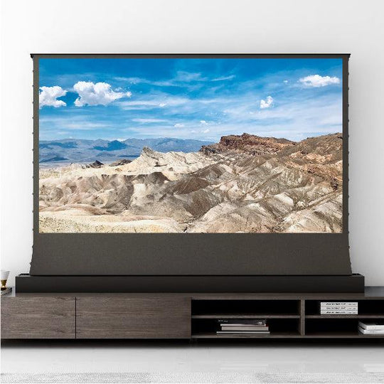 VIVIDSTORM S 3D ALR Motorized Tension Floor Rising 3D Obsidian Long Throw ALR(high gain) Projector screen - VIVIDSTORM