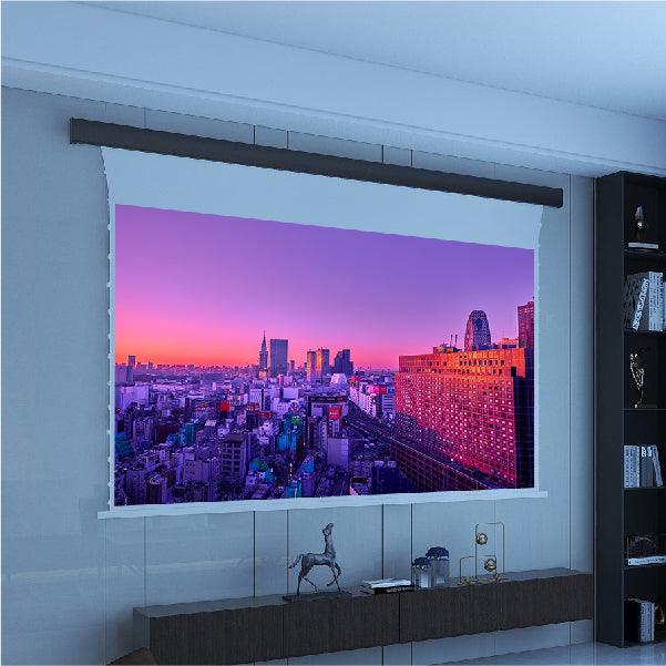 VIVIDSTORM White Cinema Perforated Slimline Motorized Tension Projector screen - VIVIDSTORM