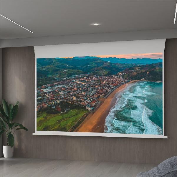 VIVIDSTORM White Cinema Perforated Slimline Motorized Tension Projector screen - VIVIDSTORM