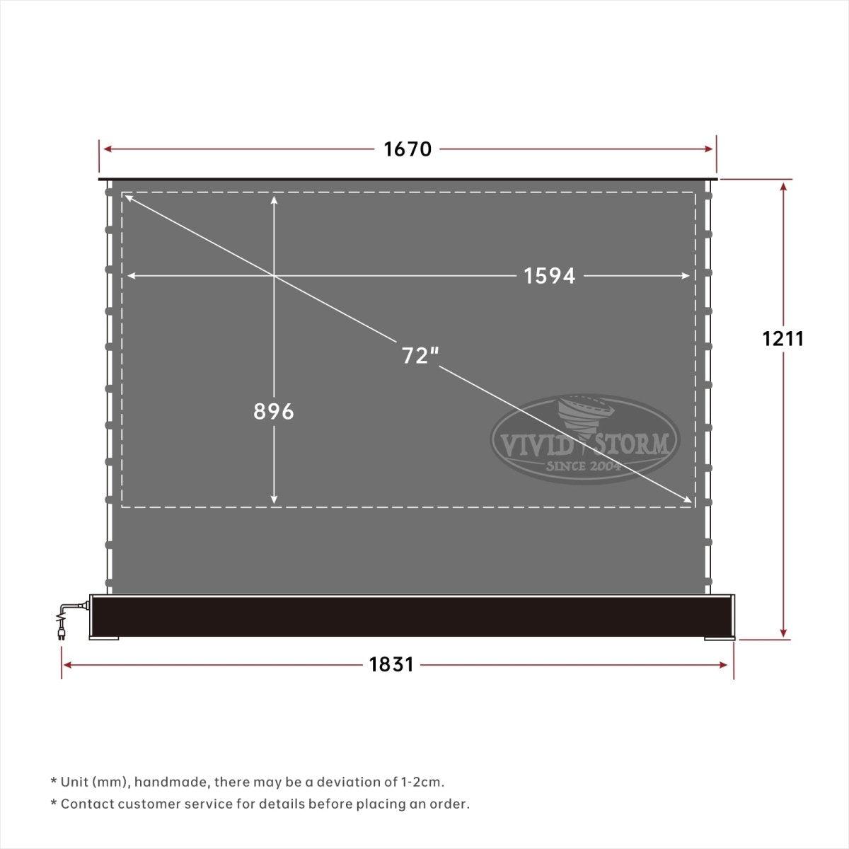 VIVIDSTORM S 3D ALR Motorized Tension Floor Rising 3D Obsidian Long Throw ALR(high gain) Projector screen - VIVIDSTORM