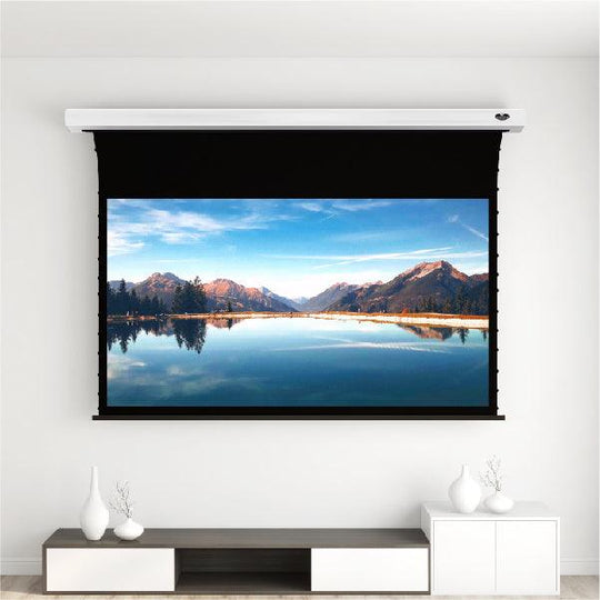 VIVIDSTORM White Cinema Perforated Slimline Motorized Tension Projector screen - VIVIDSTORM