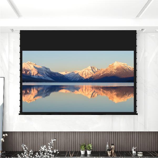 VIVIDSTORM White Cinema Perforated Slimline Motorized Tension Projector screen - VIVIDSTORM