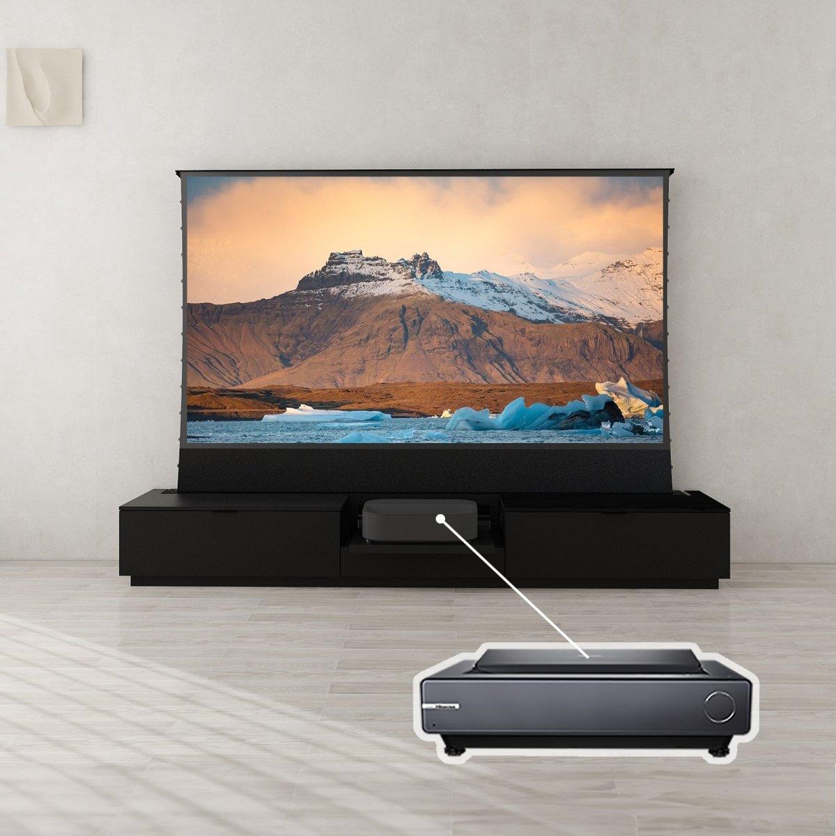 VIVIDSTORM Bundle-Projector&Screen&Motorised Laser TV Cabinet Berlin - Epson Edition - VIVIDSTORM