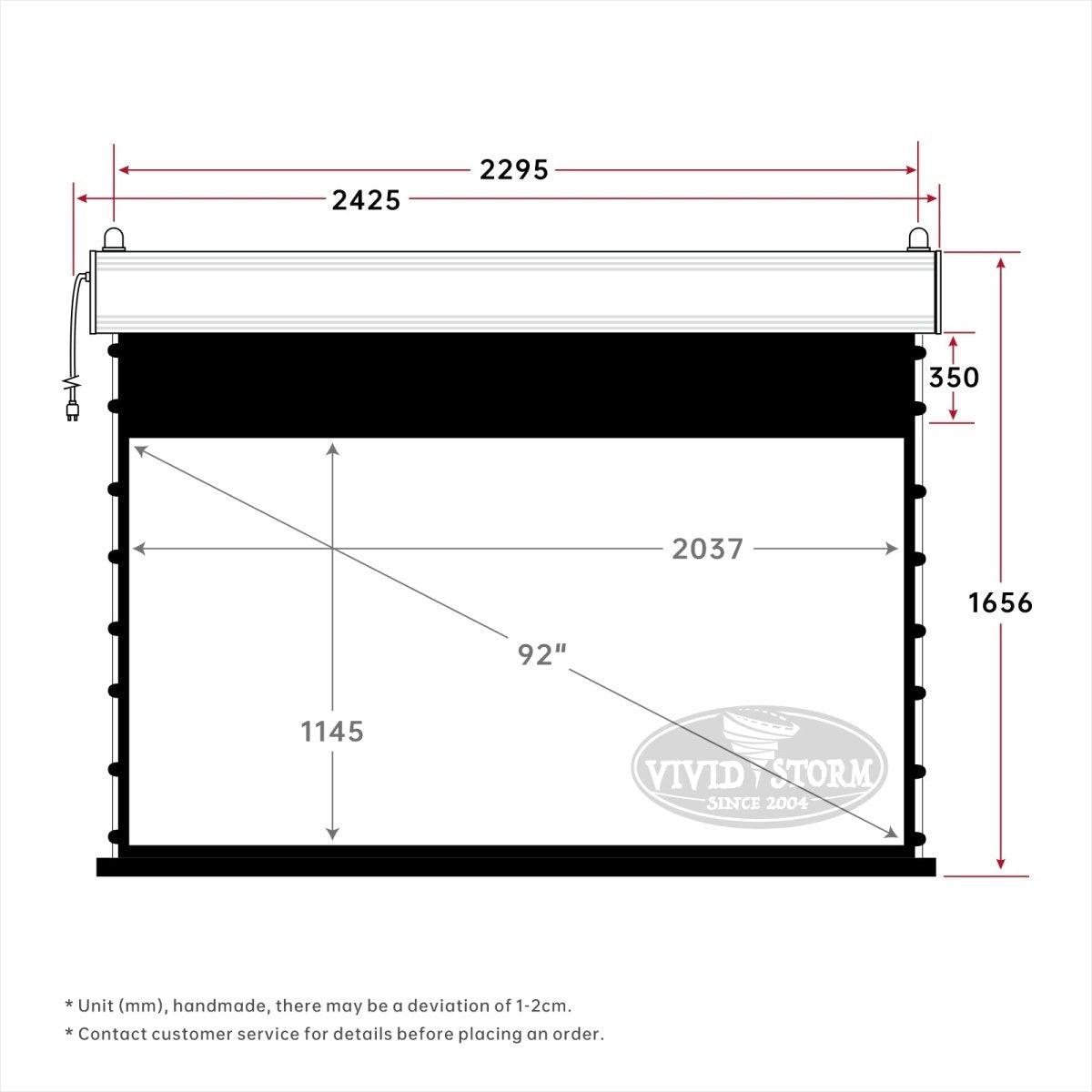 VIVIDSTORM White Cinema Perforated Slimline Motorized Tension Projector screen - VIVIDSTORM