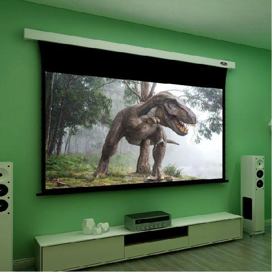 VIVIDSTORM White Cinema Perforated Slimline Motorized Tension Projector screen - VIVIDSTORM
