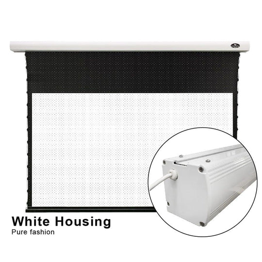VIVIDSTORM White Cinema Perforated Slimline Motorized Tension Projector screen - VIVIDSTORM