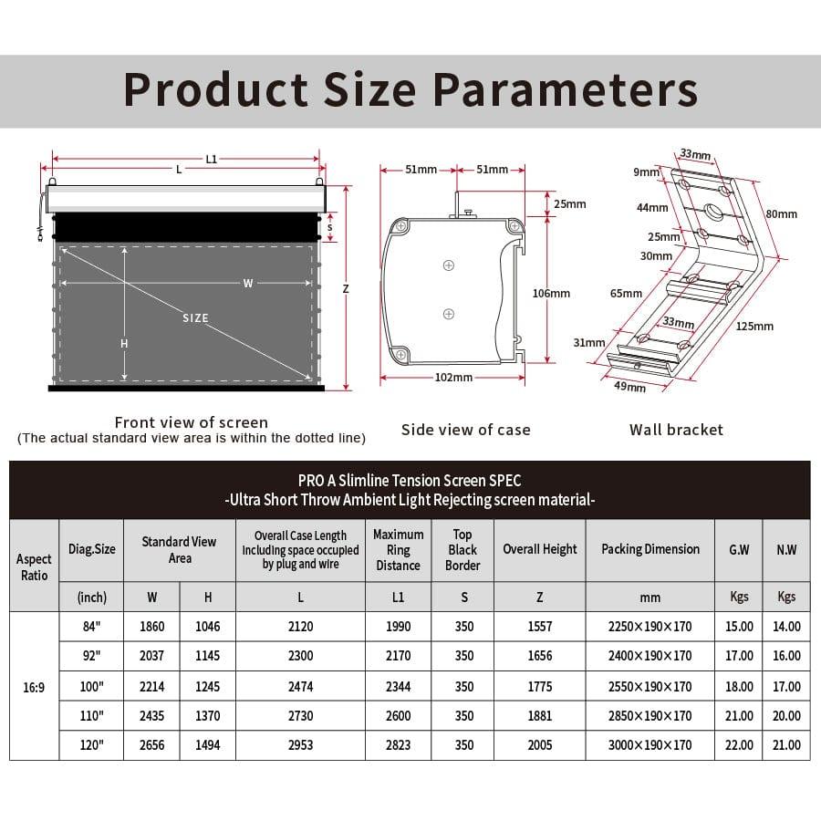 VIVIDSTORM PRO A Slimline Motorized Tension UST ALR Projector screen - VIVIDSTORM