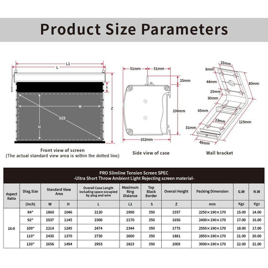 VIVIDSTORM PRO Slimline Motorized Tension UST ALR Projector screen - VIVIDSTORM