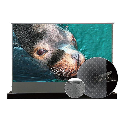 VIVIDSTORM S ALR P Motorized Tension Floor Rising Obsidian Long Throw ALR Perforated Projector screen - VIVIDSTORM