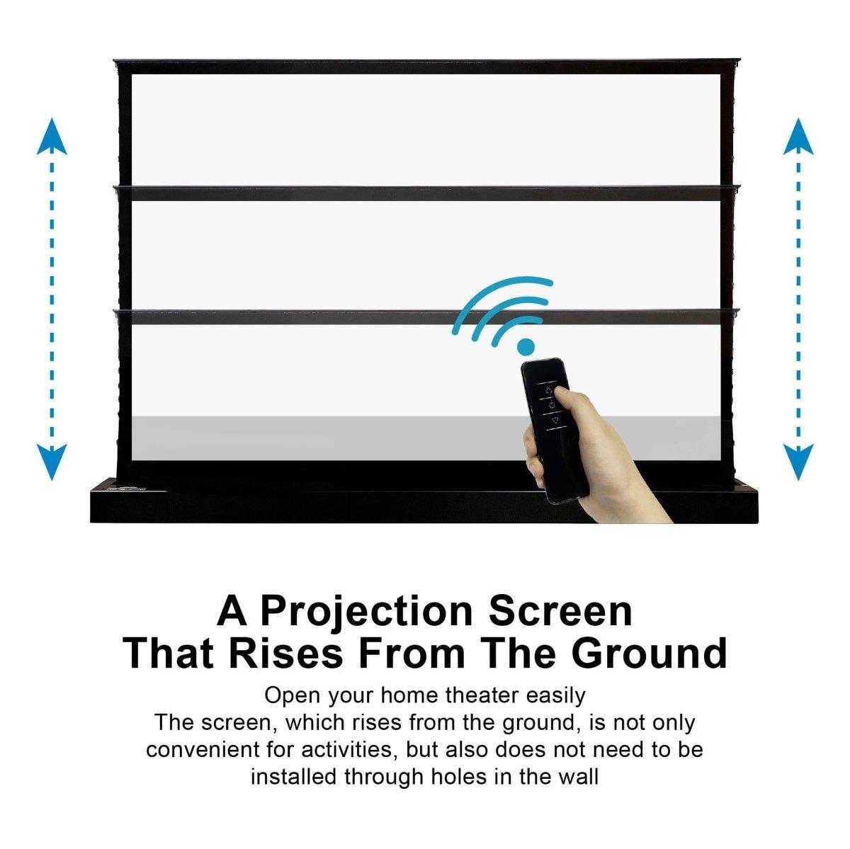 VIVIDSTORM Pearl White Cinema Plus Motorized Tension Floor Rising Projector screen - VIVIDSTORM