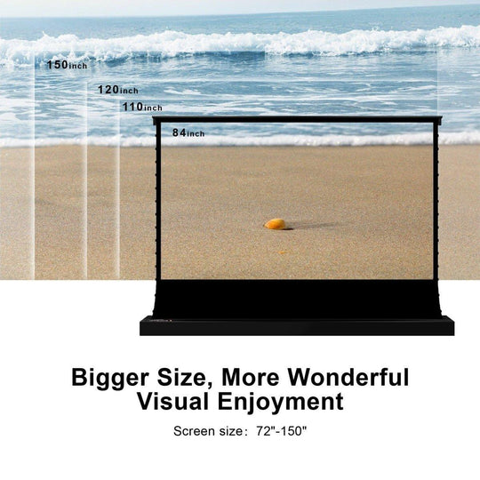 VIVIDSTORM Pearl White Cinema Plus Motorized Tension Floor Rising Projector screen - VIVIDSTORM