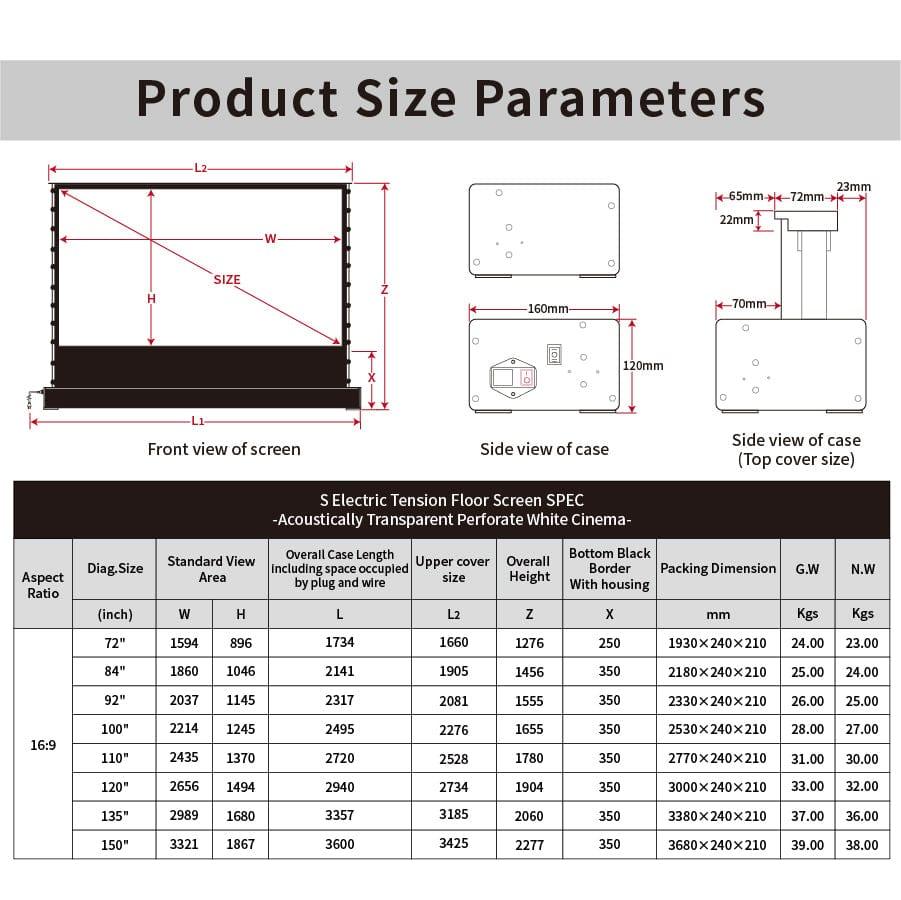 VIVIDSTORM S White Cinema Perforated Motorized Tension Floor Rising Projector screen - VIVIDSTORM