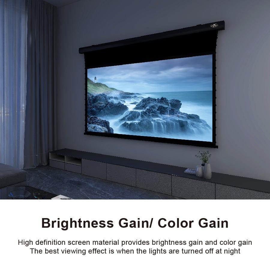 VIVIDSTORM White Cinema Perforated Slimline Motorized Tension Projector screen - VIVIDSTORM