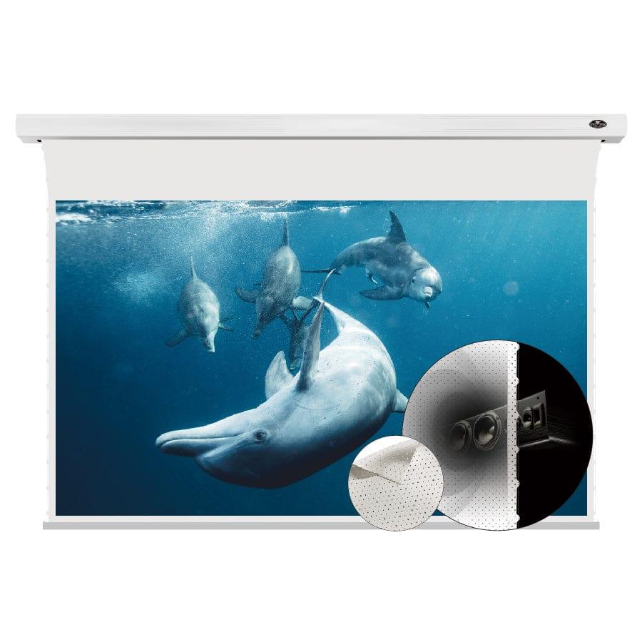 VIVIDSTORM White Cinema Perforated Slimline Motorized Tension Projector screen - VIVIDSTORM