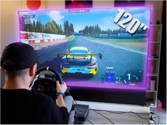 Sim Racing Bliss On A Giant 120-Inch Projection Screen | Assetto Corsa Competizione - VIVIDSTORM