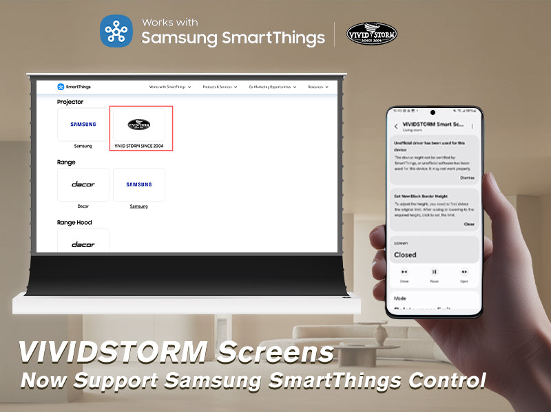 VIVIDSTORM Screen Integrates with Samsung SmartThings Ecosystem-Create a Smart Viewing Experience:
