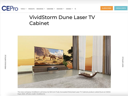 CE Pro Features VIVIDSTORM's Innovative DUNE Laser TV Cabinet in Latest Product Spotlight - VIVIDSTORM