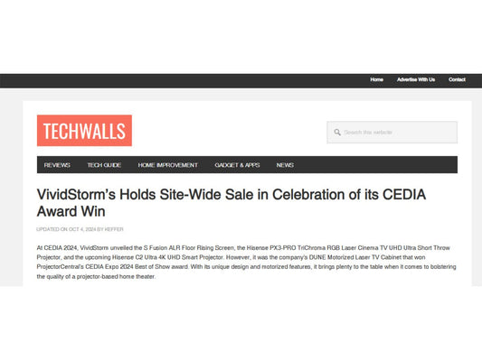 Vividstorm Spotlighted by TechWalls: CEDIA Award Win and Comprehensive Review of the DUNE Laser TV Cabinet - VIVIDSTORM