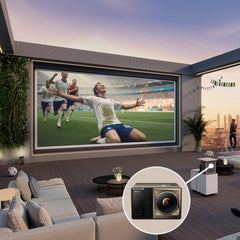 PAKET Hisense XR10 Beamer & VIVIDSTORM DuraPlus Wetterfeste motorisierte Outdoor-Leinwand