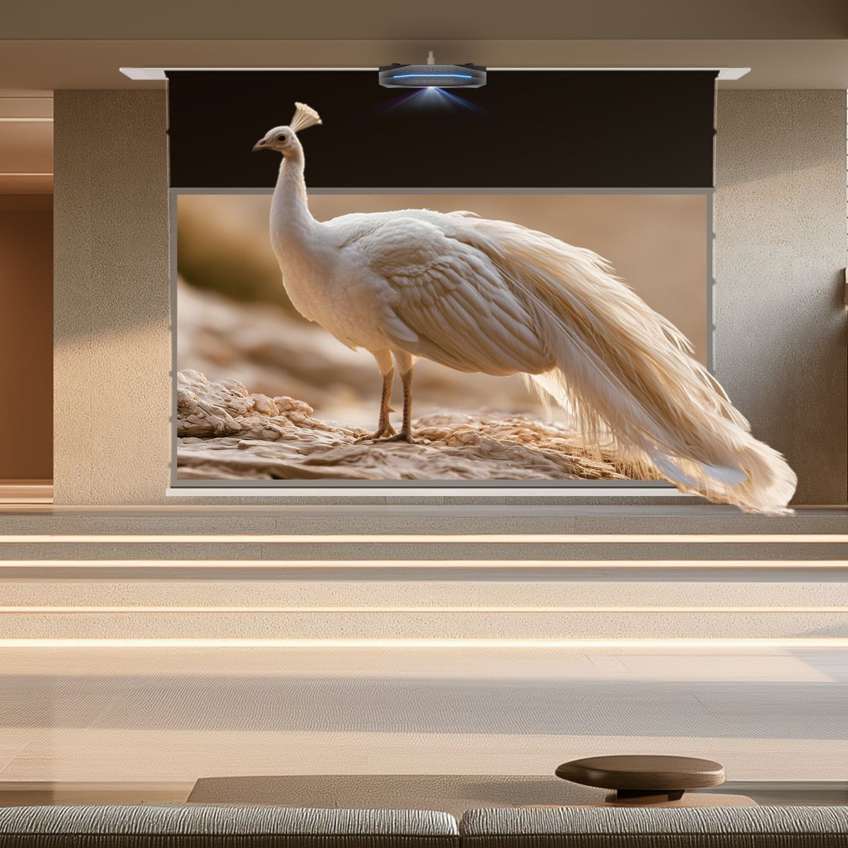 BUNDLE Awol Vision Aetherion Pro / Max RGB Laser UST Projector & VIVIDSTORM Lite Hyper PHANTOM Recessed In-Ceiling Motorized Tension Lenticular ALR Projector Screen