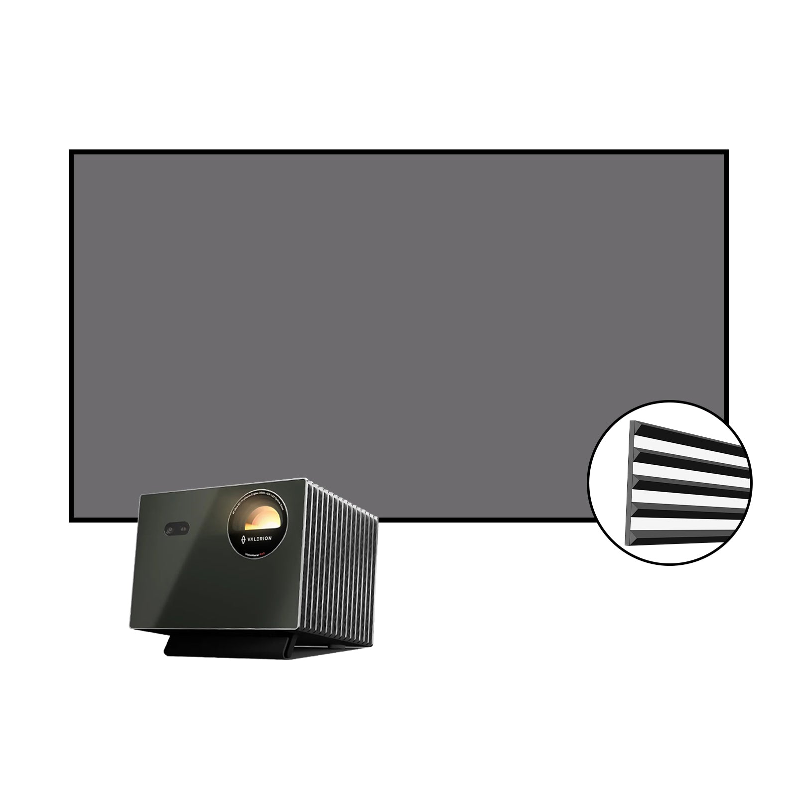Valerion VisionMaster Max/ PRO 2 projector & VIVIDSTORM Fusion ALR Fixed Frame Enhanced Long Throw ALR Projector Screen